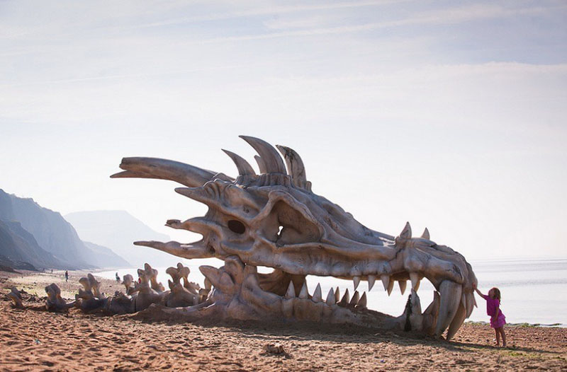 جمجمه اژدهای (دایناسور) غول پیکر در ساحل بریتانی